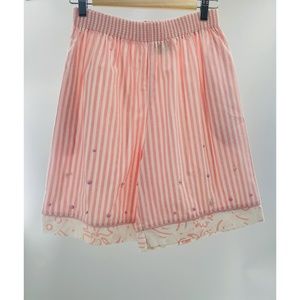 Sunny Sport Vintage Pink/ White Strip  shorts W/‎ Elastic Waist Pearl Accents.